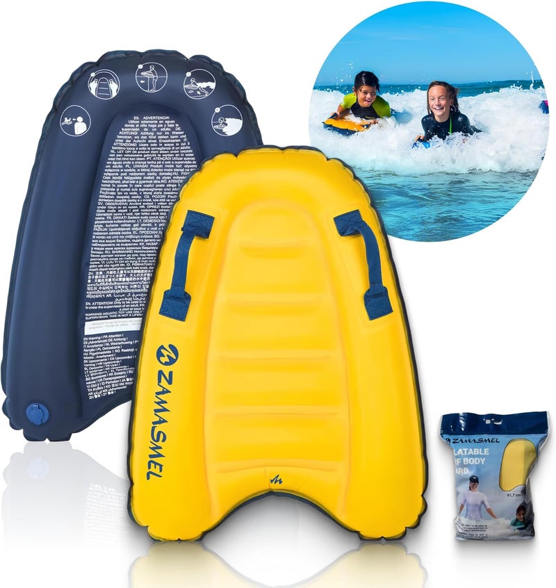 ZAMASMEL Premium Kids Inflatable Boogie Board Lightweight Swimming Floating Surfboard for Beach & Pool Fun Durable Inflatable Surf Body Board for Wave Riding Summer Pool Floats & Beach Toys - Image 3